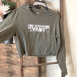 vans Medium long-sleeve crop top olive green